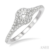1/3 Ctw Circular Mount Split Round Cut Diamond Semi-Mount Engagement Ring in 14K White Gold